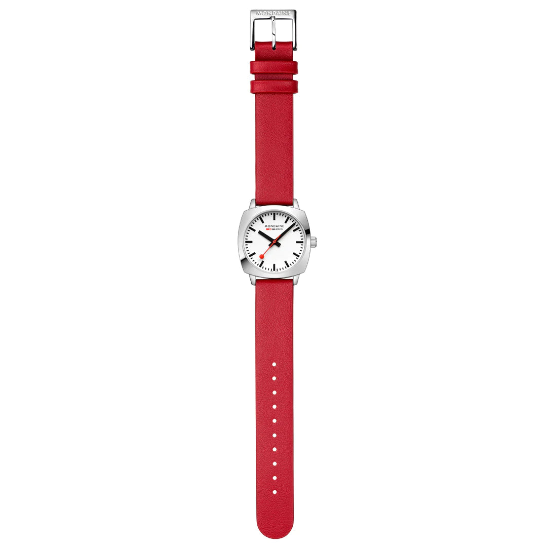 Mondaine Petite Cushion Red Vegan Grape Leather
