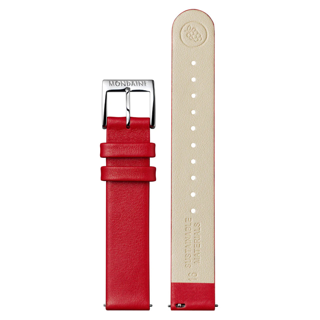 Mondaine Petite Cushion Red Vegan Grape Leather