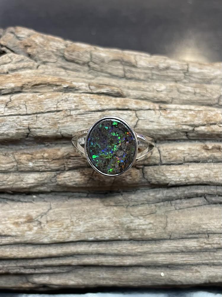 Australian Boulder Opal Ring