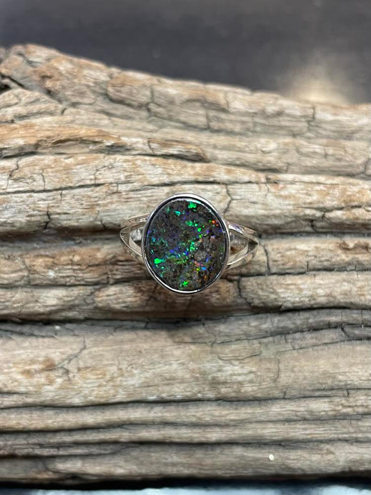 Australian Boulder Opal Ring
