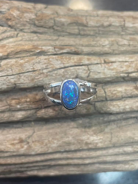 Split Band Australian Opal Ring