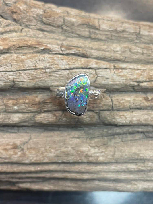 Australian Boulder Opal Ring