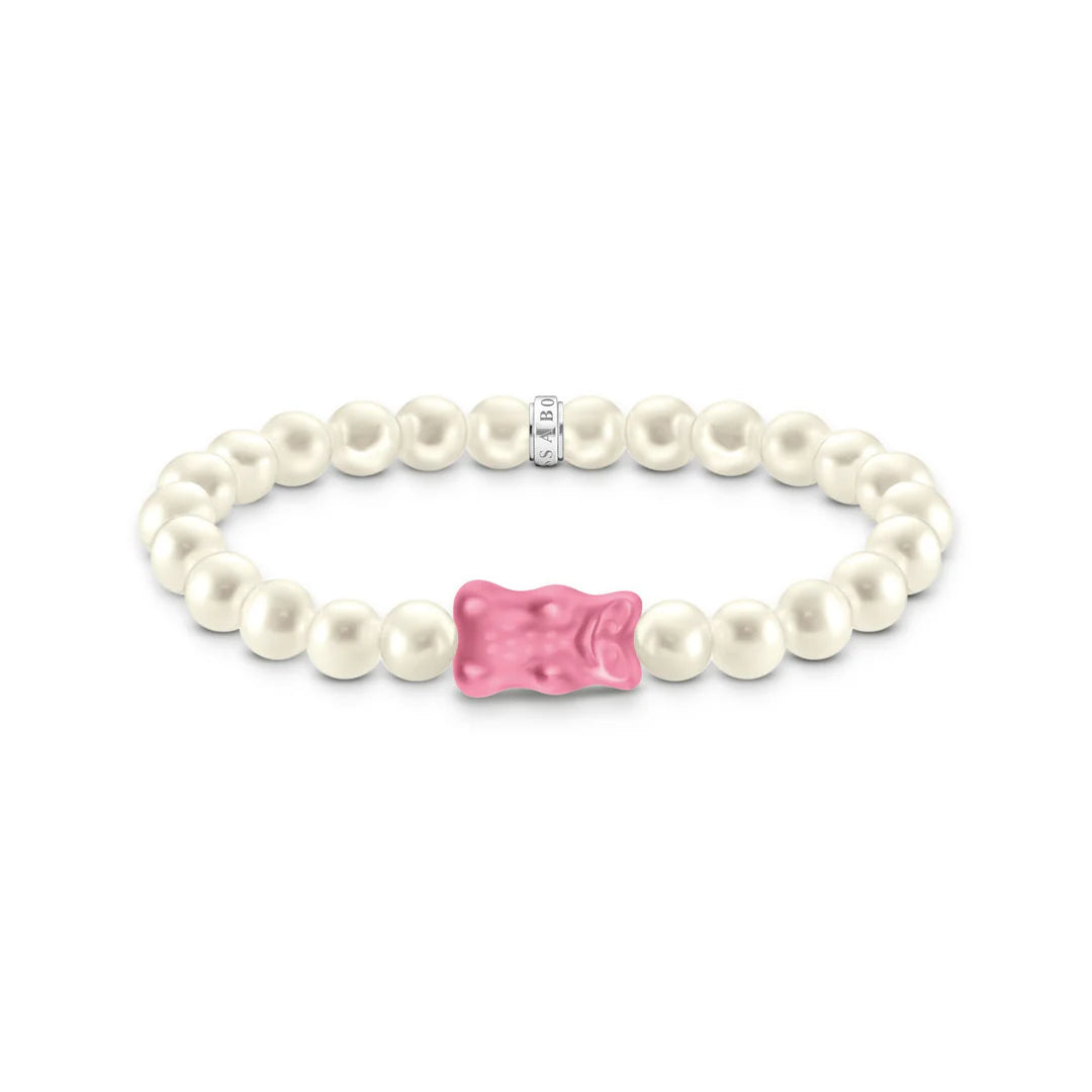Pearl Bracelet with Pink Goldbear