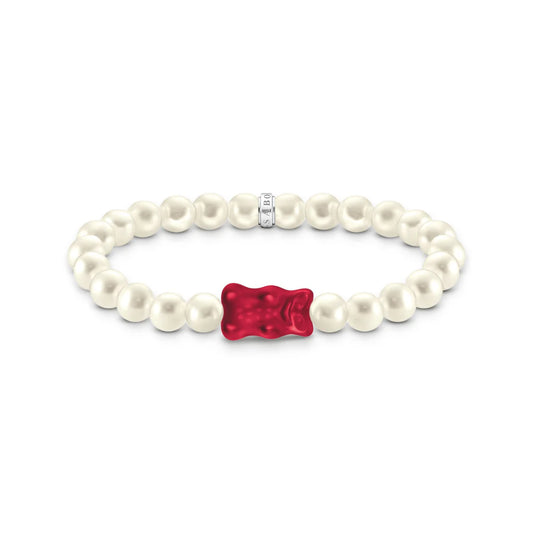 Pearl Bracelet with Red Goldbear