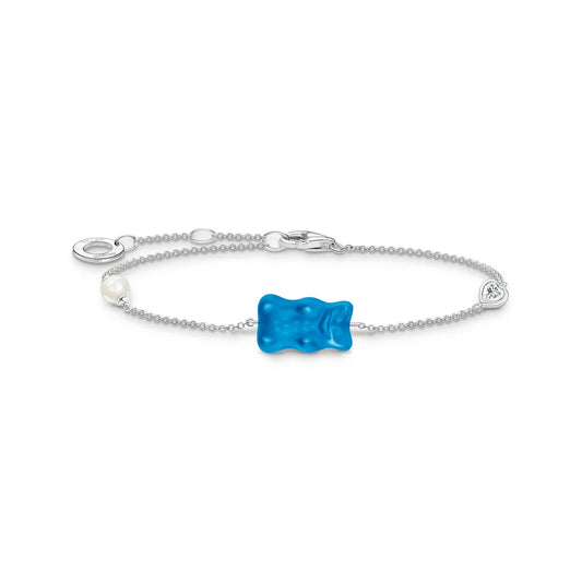 Silver Bracelet with Blue Goldbear