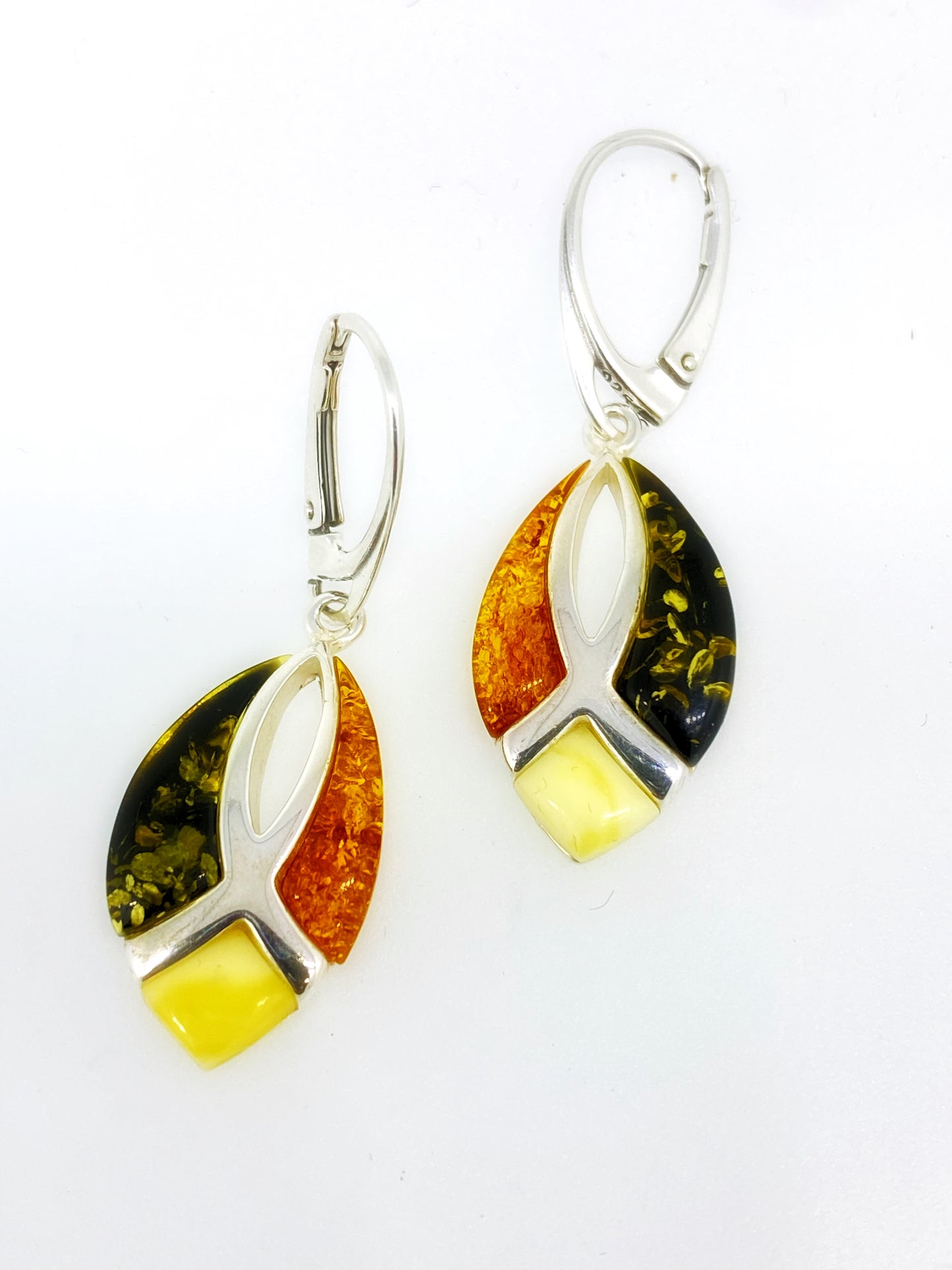 Amber Three Tone Drop Earrings