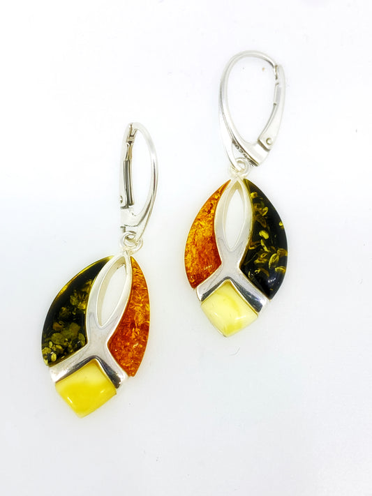 Amber Three Tone Drop Earrings