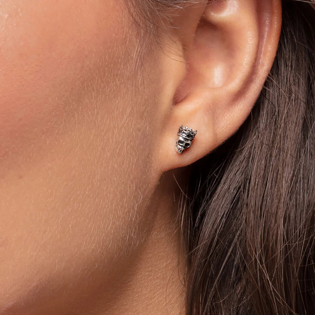 Skull with Crown Earrings