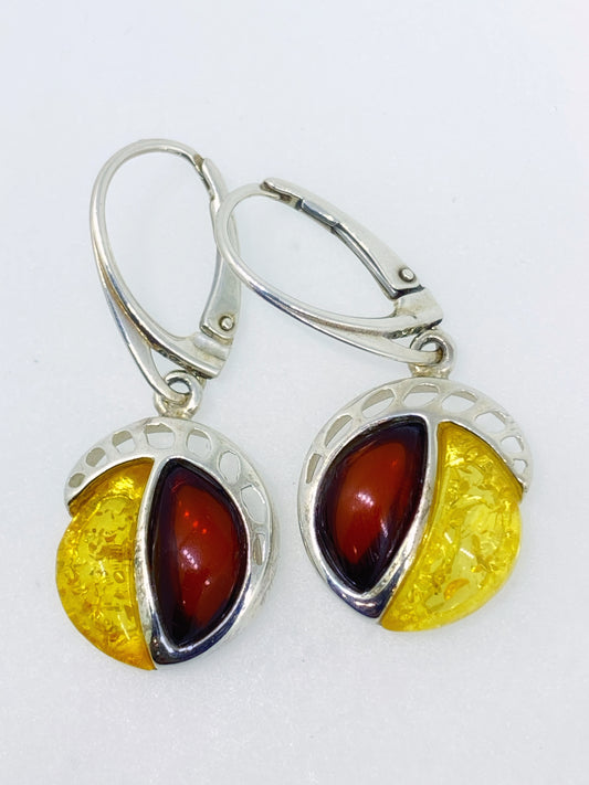 Two Tone Amber Earrings