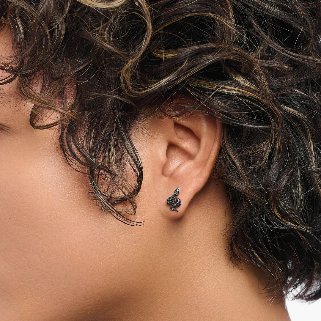 Black Snake Stud Earrings