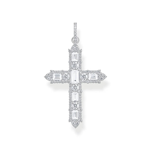 Cross Pendant with White Zirconia