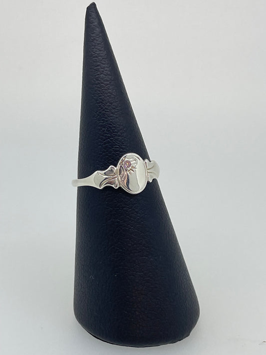 Oval Signet with Pink CZ