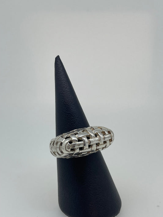Silver basket ring