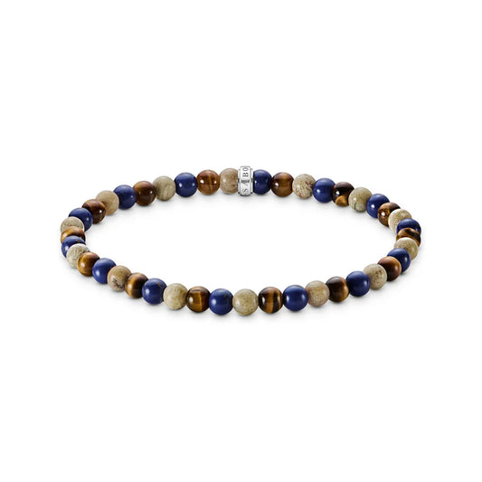 Bracelet With Brown & Blue Beads