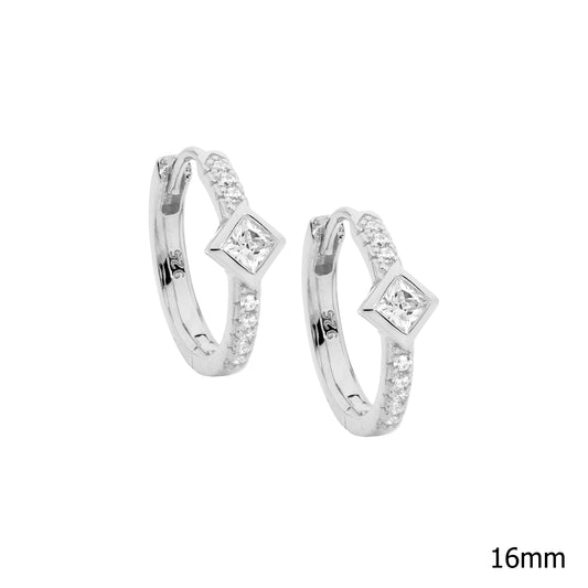 Silver CZ Hoop