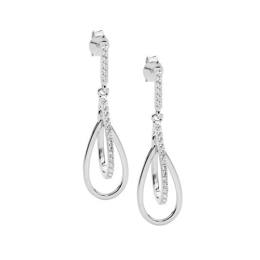 Silver CZ Drop Earrings