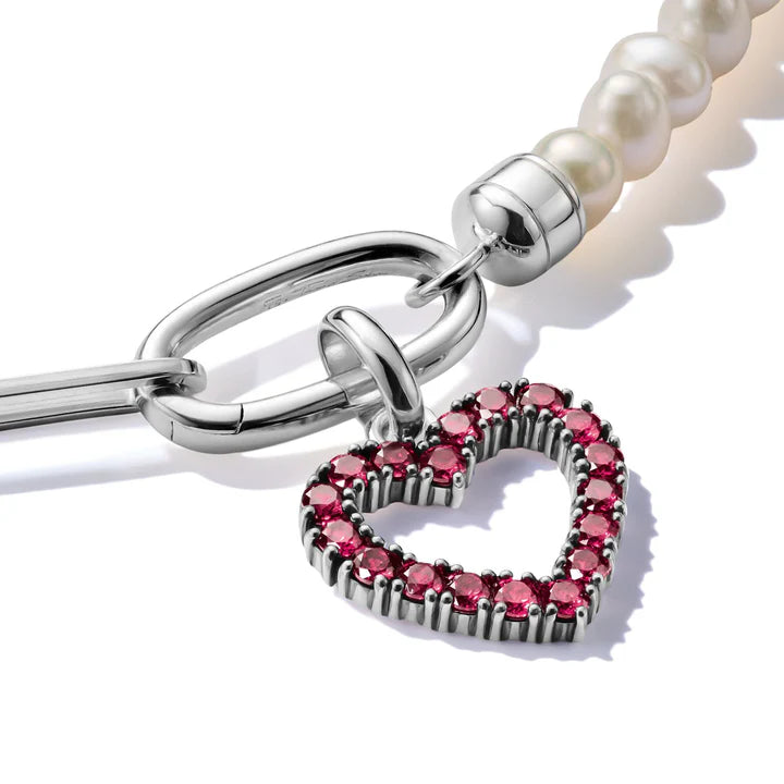 Connect Charm Heart with Red Stones