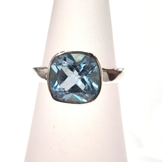 Cushion-cut Blue Topaz Ring