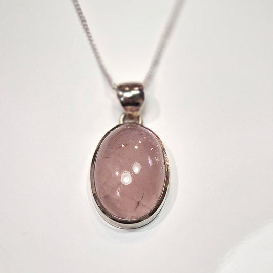 Oval Rose Quartz Cabochon Pendant