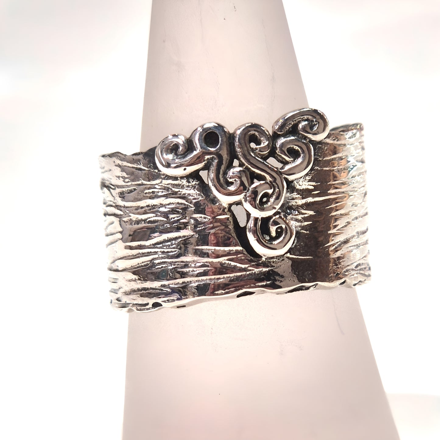 Sterling Silver Textured Swirl Ring
