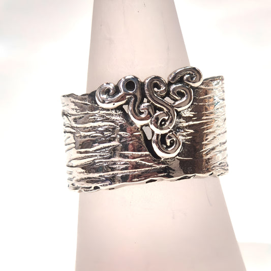 Sterling Silver Textured Swirl Ring