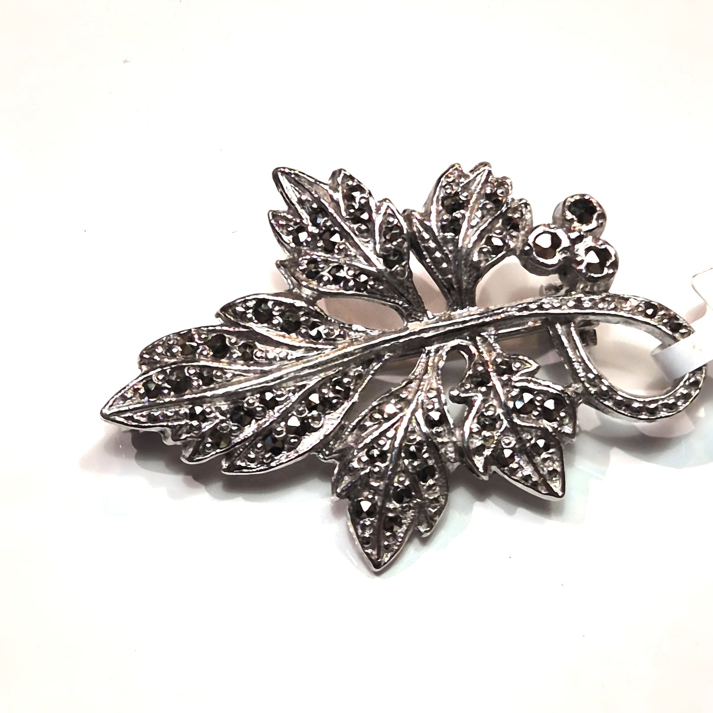 Estate Marcasite Leaf Brooch