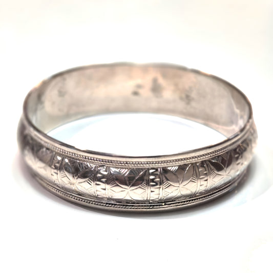 Estate Hand-Engraved Sterling Silver Bangle