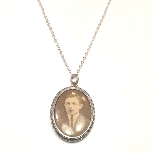 Estate Sterling Silver Photo Locket Pendant