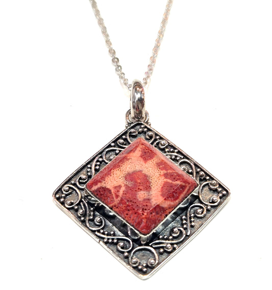 Red Fossil Coral Pendant