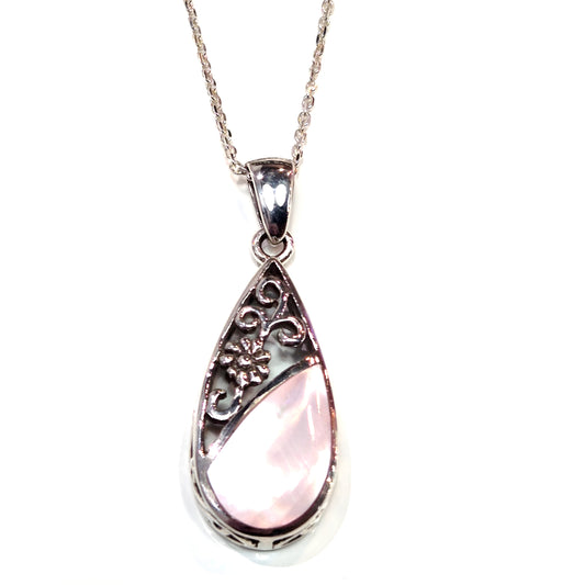 Mother of Pearl & Sterling Silver Teardrop Pendant