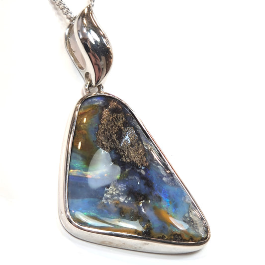 Natural Boulder Opal Pendant - Queensland