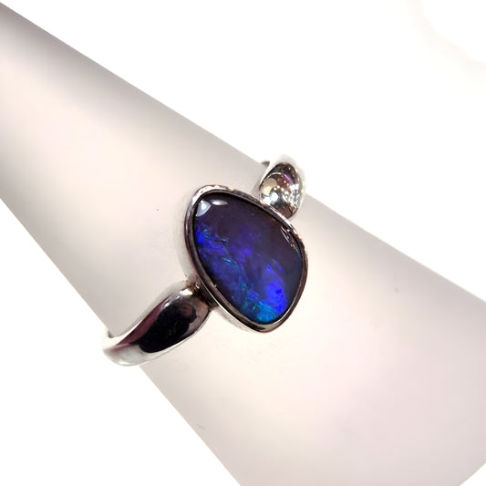 Asymmetrical Australian Boulder Opal Ring
