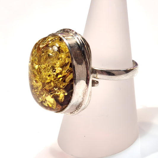 Large Golden Honey Amber Ring