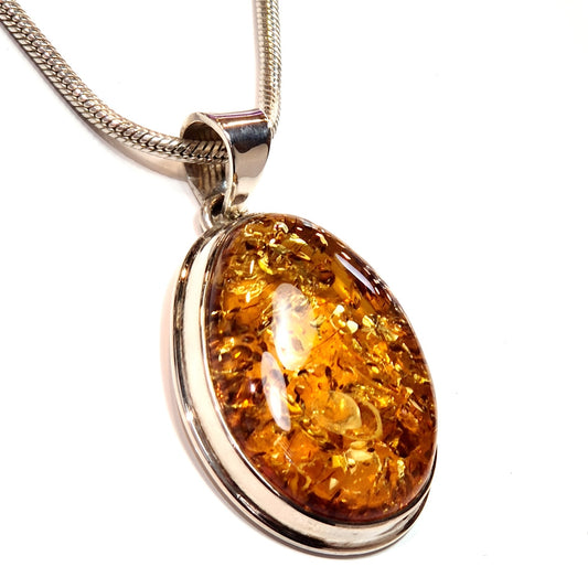 Oval Cognac Amber Pendant