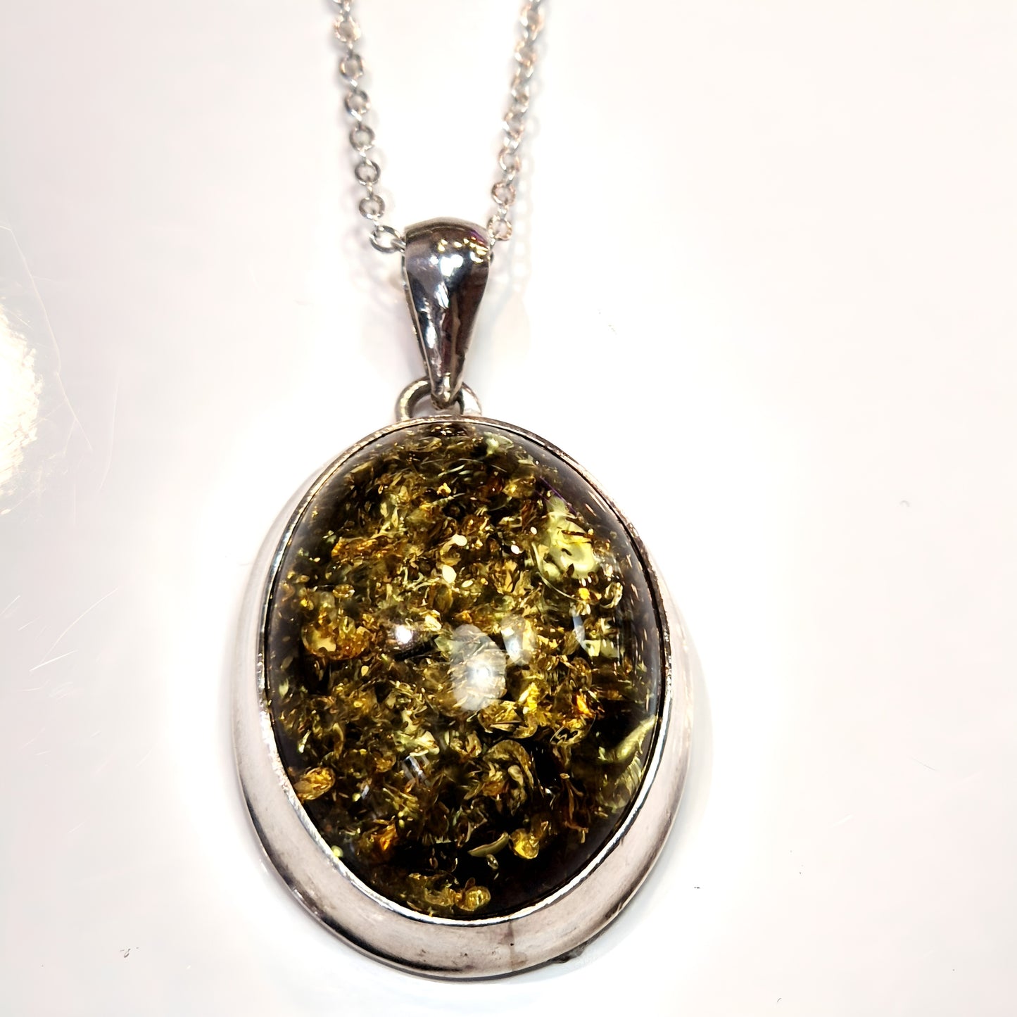 Oval Green Amber Pendant