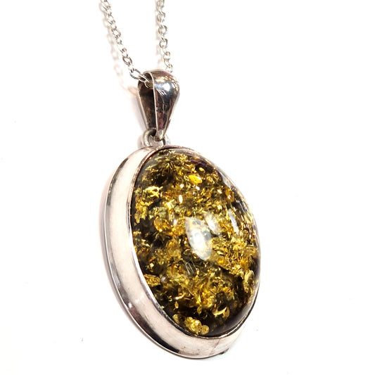 Oval Green Amber Pendant