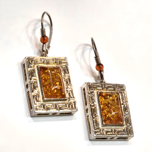 Art Deco Amber Drop Earrings
