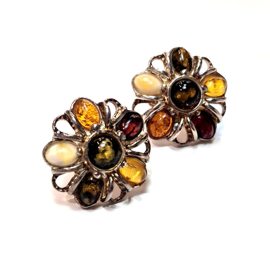Baltic Amber Floral Studs