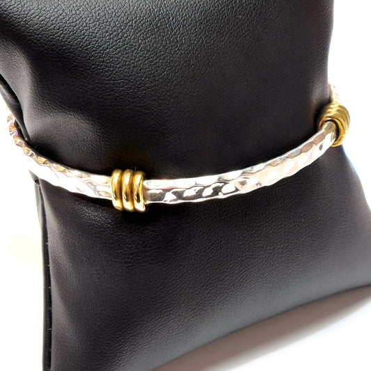 Hammered Sterling Silver & Brass Accent Bangle