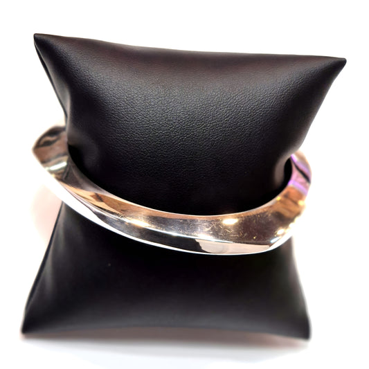 Triangular Twist Sterling Silver Bangle