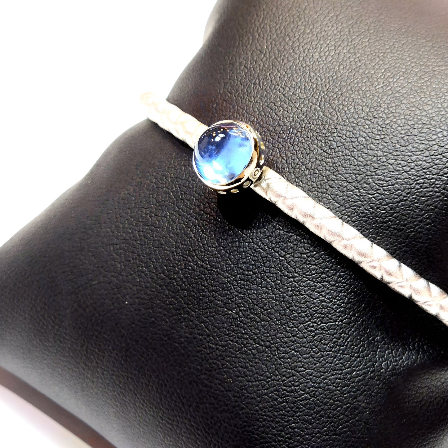 Sterling Silver & Blue Stone Cabochon Bangle