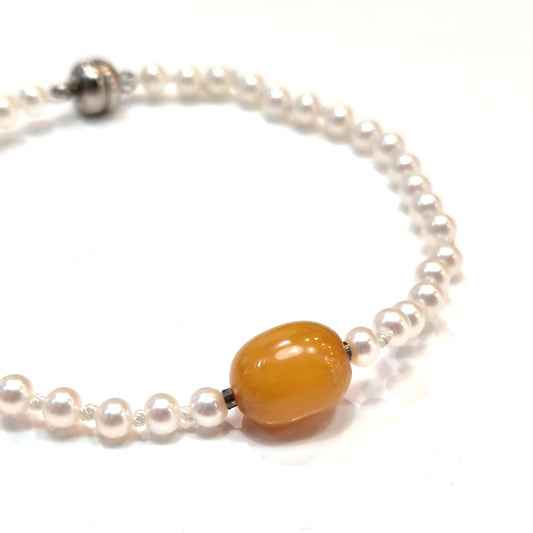 Amber and Freshwater Pearl Bracelet