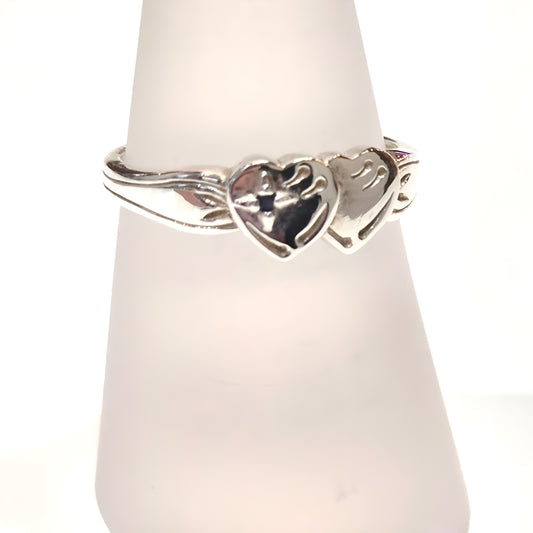 Double Heart Mini Signet Ring with Sapphire