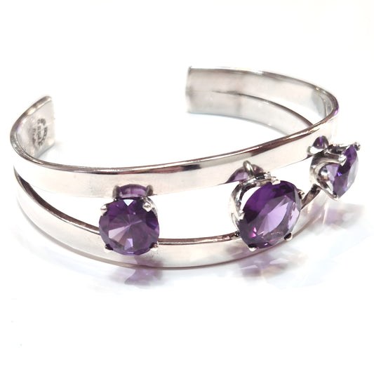 Estate Purple Sapphire & Sterling Silver Cuff