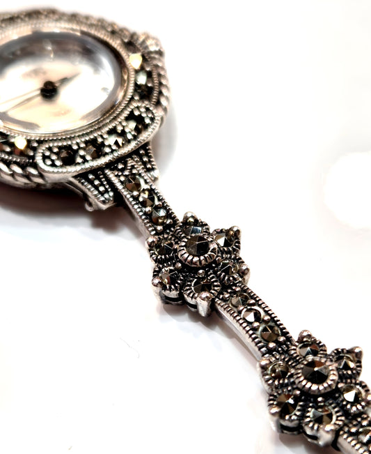 Estate Marcasite & Silver Quartz Watch