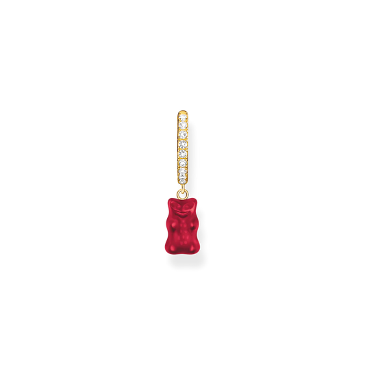 Single Hoop Earring w\ Red Goldbear & Zirconia