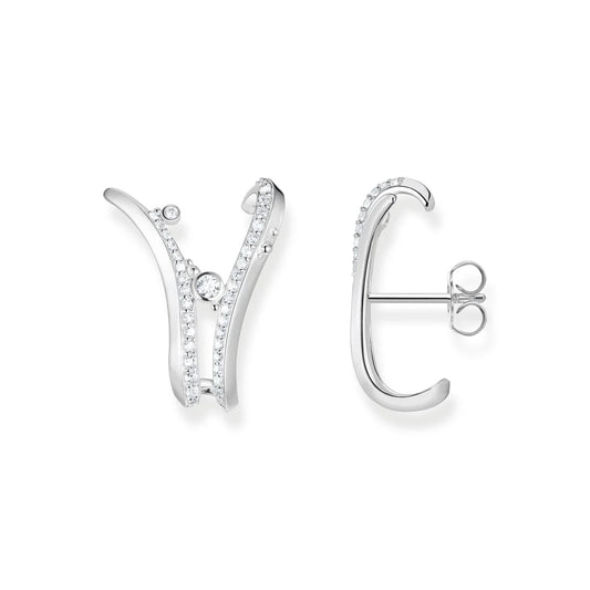 Ear Stud Wave With Stones