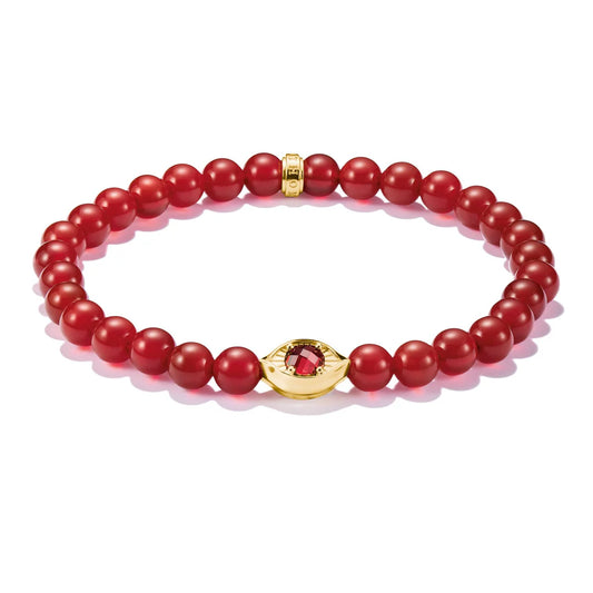 RED AGATE EYE BEAD BRACELET