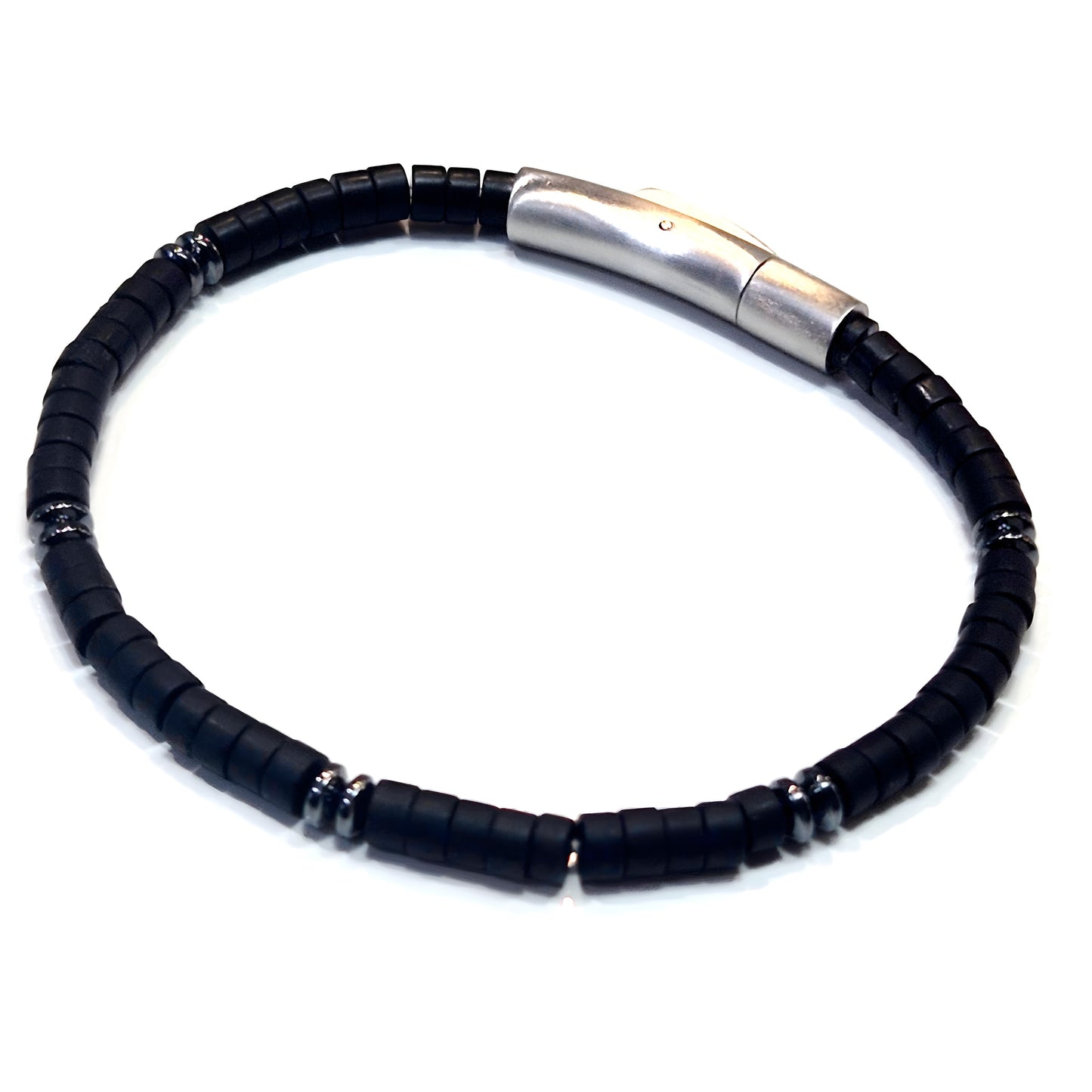 Matte Black Gemstone Bead Bracelet
