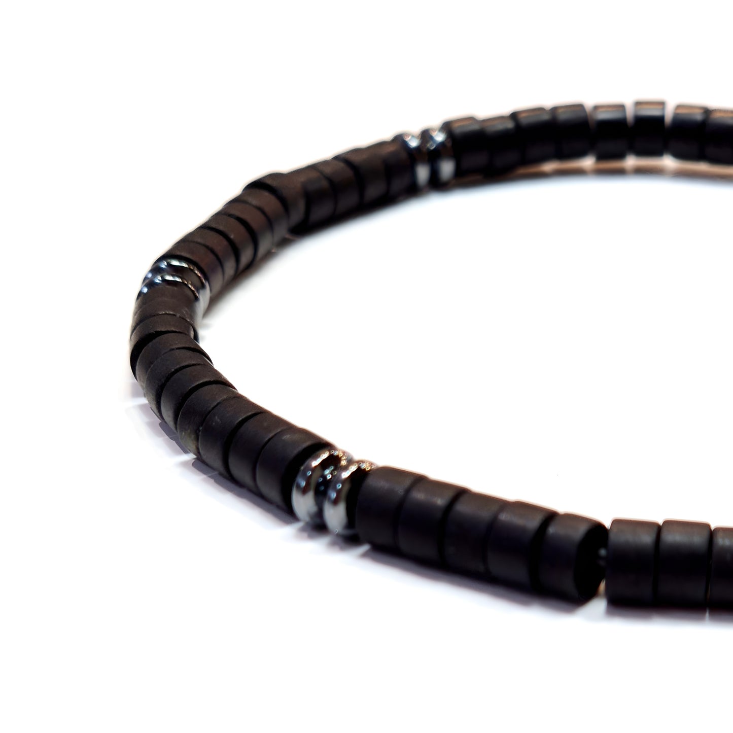 Matte Black Gemstone Bead Bracelet